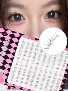 100pcs False Eyelashes, Realistic Simulation Eyelash Clusters For Lower Lash Line, Lightweight & Natural Look, Strong 3D Effect, DIY At Home, Create Natural Makeup - C - View 1