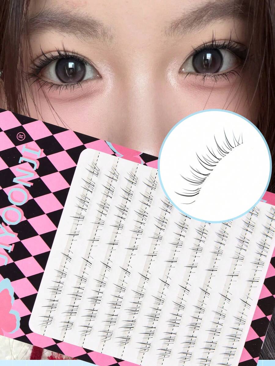 100pcs False Eyelashes, Realistic Simulation Eyelash Clusters For Lower Lash Line, Lightweight & Natural Look, Strong 3D Effect, DIY At Home, Create Natural Makeup - C - View 1