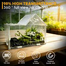 Transparentes Acryl-Terrarium für Springspinnen, Zuchtbox für Reptilien, Geckos und Insekten, belüftetes Terrarium für Vogelspinnen - Transparent - Übersicht 2