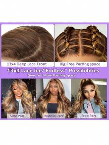 蕾丝前假发,真人混纺发丝,柔软 Remy 13x4 高清蕾丝前假发,200 密度水波纹巴西原生真人混纺发丝假发 - SP4/27 - 查看 8