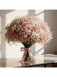 100 bông hoa baby's breath nhân tạo, màu trắng và hồng, hoa giả dùng để trang trí nhà cửa, bàn làm việc, tự tay cắm hoa, trang trí đám cưới và tiệc tùng, trang trí sân vườn trong nhà và ngoài trời. - Trắng Hồng - Xem 1