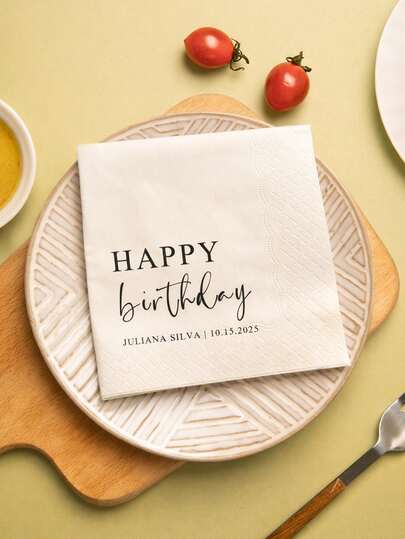 20-500pcs Custom Birthday Napkins, Personalized Anniversaries Napkins, White Disposable Napkins For Birthday, Thanksgiving, Christmas, Bridal Shower, EngaSynthetic Gemstoneent Party, Bachelorette Party Decorations, To Use And Touch, Ideal For Dessert Shop Or Coffee Shop