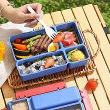 Hộp cơm trưa Bento dành cho người lớn, kèm dụng cụ ăn uống, an toàn khi sử dụng trong máy rửa chén và lò nướng, chống rò rỉ, có thể xếp chồng lên nhau, hộp đựng cơm trưa tiện dụng cho công sở, dã ngoại và trường học. - Nhiều màu - Xem 6