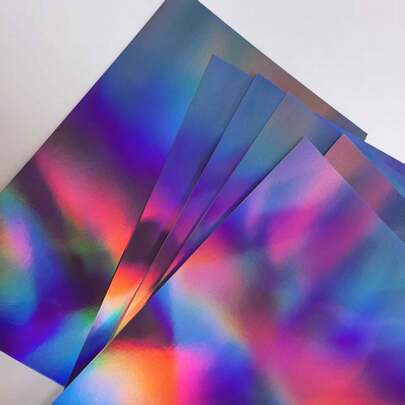 20 Sheets Holographic Iridescent Gradient Cardstock - A4 Size Thick Handmade Paper, Holographic Shimmery Finish, Suitable For Holiday Gift Box Packaging, Cyberpunk Party Decor, DIY Scrapbooking, Handmade Album Pages, Creative Greeting Cards And Art Design, High-Quality Specialty Paper