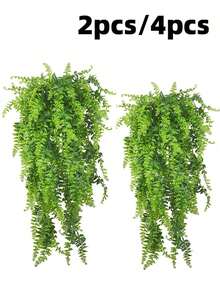 2/4 Stücke künstliche Rankpflanzen, UV-beständige Outdoor Grünpflanzen, Garten Deko Kunststoff Immergrün Efeu Ranken, künstliche Pflanzranken - Verschiedenfarbig - Übersicht 5