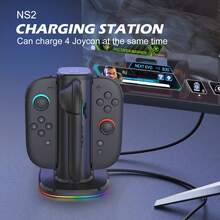 Reletech Estación de carga 4 en 1 para Switch/NS | Cargador inalámbrico rápido simultáneo para Joy-Con y controladores Pro - Negro - Ver 7