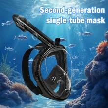 Adult Full-Face Snorkeling Mask With Camera Holder, 180-Degree Panoramic View, Dry Snorkel, Leak-Proof, Snorkeling Gear, Beach Essential, Beach Accessories, Pool Floatation Device. - 黑色L/XL - 查看 1