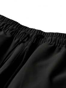 Women's Lightweight Workwear-Style Pants For Spring And Fall, Featuring A Drawstring Waist And Zippered Pockets. With A Simple, Solid-Color Design, They Are Perfect For Outdoor Activities And Everyday Fashion. - màu đen - Xem 3