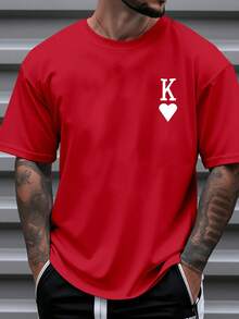 Nuevos productos de moda muy populares: Camiseta deportiva para hombre con estampado de letras elegantes (patrón impreso), top de verano hecho de algodón puro, agradable al tacto y cómodo, adecuado para deportes, para usar en casa y también para parejas. - Azul marino - Ver 1