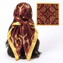 Lightweight Breathable 90*90cm Satin Long Scarf |   Premium Elegant Versatile Scarf For Women – Multi-Purpose Accessory For Daily Commute, Vacation Styling, Hair Tie & Gift Giving - 彩色 - 查看 9