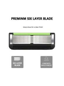 最新升级版六层工程超薄刀片，符合人体工学设计，防止刮伤，男士手动剃须刀套装，居家旅行必备 - 安全剃刀 - 查看 4