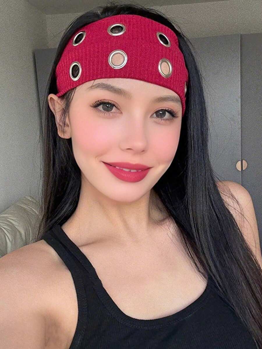 1个镂空弹力头带，复古哥特朋克亚文化摇滚音乐节头饰 - 彩色 - 查看 1