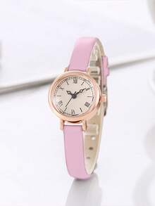 时尚石英表，优雅女士腕表，简约独特复古设计，真皮表带，小巧圆形表盘，高端石英女士腕表 - 彩色 - 查看 13