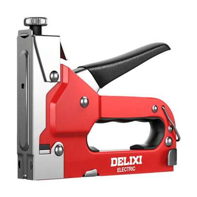 这是一款四合一重型钉枪/订书机/手动钉枪，适用于安装T型、U型、I型和P型钉子。它是DIY家居装饰、家具和木工项目的理想之选。包装内含一把四合一钉枪、1800枚U型钉（混合装）和一个拔钉器。