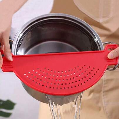 1 cái phễu lọc bằng nhựa, tấm lọc thực phẩm hình lưỡi liềm, chịu nhiệt, thích hợp cho mì ống, rau củ, trái cây, dụng cụ lọc bồn rửa nhà bếp, phù hợp với mọi loại nồi và bát, đồ dùng nhà bếp, mùa tựu trường.