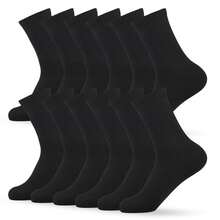 12 Pairs Cotton Cushion Crew Socks  Cotton Blend Athletic Sports Workout Running Socks Comfort Cozy Sweat-Absorbing Anti-Slip Comfy Value Pack - 黑衣船員 - 查看 1