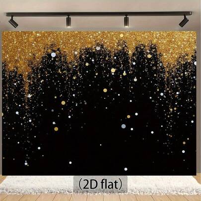 1 Tấm, Phông nền lấp lánh màu đen và vàng sang trọng, Phông nền chụp ảnh đen vàng lấp lánh cho trang trí tiệc sinh nhật, Phông nền chấm bi vàng đen cho đám cưới, Trang trí tiệc sinh nhật, Phông nền chụp ảnh