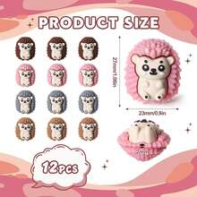 12pcs/Set Cute Silicone Dinosaur Beads, Suitable For Pen, Bracelet, Keychain Crafts (Not Mixed, 1 Set Teddy Bear, 1 Set Hedgehog) - Multicolor - View 12