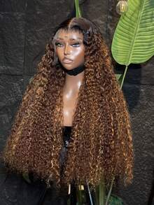34 Inch Honey Blonde Highlight Curly Wig Human Hair Ombre Water Wave 13x4 HD Lace Front Wigs Human Hair For Women Natural And Soft Wet And Wavy Lace Frontal Glueless Wig 250% Density - SP4/27 - 查看 2