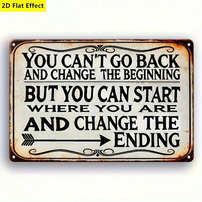 8" X 12" Vintage Iron Motivational Sign Plaque, Black Text On White Background, Suitable For Home, Living Room, Bedroom, Garage, Porch, Cafe, Bar, Retro Home Decor