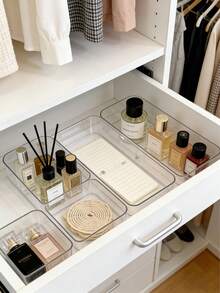 8pcs Transparent Display Trays, Cosmetics & Jewelry Display Tray, Home Desktop Aromatherapy & Key Storage Organizer Tray - Transparent - View 8