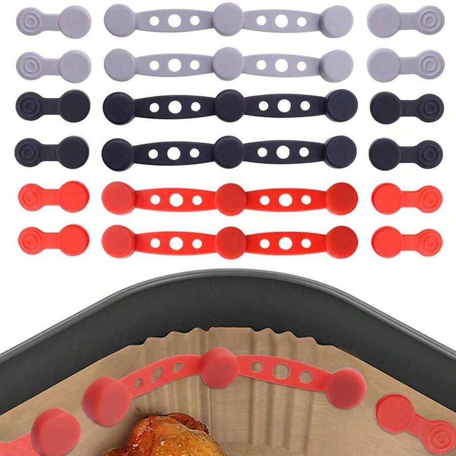 Bộ 3 kẹp silicon dùng cho nồi chiên không dầu - chịu nhiệt đến 464°F (220°C), thiết kế kết nối nhanh, giữ chắc giấy nướng và lót khay, phù hợp với tất cả các loại nồi chiên không dầu có cạnh giỏ từ tính, không làm trầy xước và dễ dàng vệ sinh, phụ kiện nồi chiên không dầu | kẹp từ tính | silicon - Nhiều màu - Xem 1