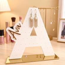 1pc Personalized Acrylic Earring Holder, Customized Letter Jewelry Storage Box, Customized 3D Name Display Stand, Desktop Display Case, Creative Home Jewelry Organizer, Acrylic Letter Earring Display Rack - Multicolor - View 7
