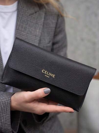 Celine 1个酒红色真皮眼镜盒，奢华硬壳时尚眼镜收纳盒，女士设计师配饰，完美礼物