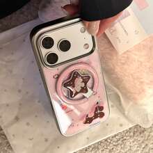 GUCADI 金色边框磁吸玫瑰金小马+梦幻玫瑰金星磁吸支架手机壳，兼容苹果 17 Pro Max、15 磁吸支架、13 硬壳手机。可爱、少女、创意、几何、卡通、萌系、小众、软妹、奢华风格 - 彩色 - 查看 7
