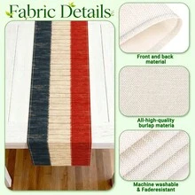 1pc Independence Day Themed Vintage Red, Blue & White Woodgrain Pattern Polyester Rectangular Table Runner, Single-Sided Printing, Suitable For Home, Kitchen, Dining Room Indoor/Outdoor Decor, Great For Holiday Parties And Celebrations - Multicolor - View 3