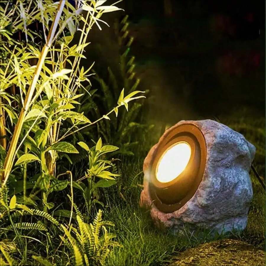 1个太阳能岩石灯，LED聚光灯，户外太阳能岩石灯，防水花园灯，适用于庭院、花园、小路、走道、家居、派对和泳池装饰 - 太陽能岩石燈 - 查看 1