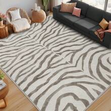1PC  Zebra Stripe Pattern Print Design 5x7 Washable Area Rugs For Living Room Bedroom, Velvet Material Low-Pile Carpet Suitable For Indoor Outdoor High Traffic Areas,  Soft Texture Holiday Print Mat(1) - A - 查看 17