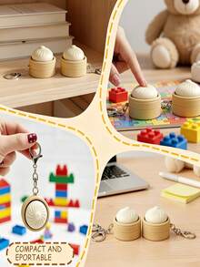1pc Bun Stress Relief Toy, Mini Steamed Bun Clicker, Bun Pendant, Bag Charm, Cute Small Hanging Decor, Bun Finger Keychain, Cube Mechanical Clickable Toy, Stress Relief Gift, Suitable For Office, School, Home, Can Be Hung On Wallet, Bag, Clothes, Door, Window, Wall, Carry With You To Office Or Travel - Multicolor - View 6