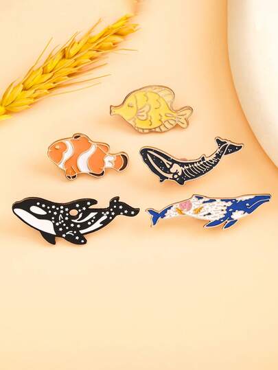 1/5pcs Vintage Lucky Whale Decor, Cartoon Cute Multicolor Metal Accessories Suitable For Bags, Clothes, Adults & Kids