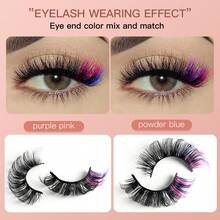 Fake Lashes Lashes Cat Eye Effect Eyelashes Winged Fluffy Look Lashes Soft Black Band Wispy Natural Thick Faux Mink Full Strip Eyelashes Strip Lashes Eyelashes 3D Mink - 彩色 - 查看 3