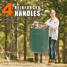 Reusable Yard Waste Bags 72 Gallon Lawn And Leaf Bags 3 Pack Heavy Duty Garden Bags With Gardening Gloves Standable Garden Waste Bag With 4 Handles Camping Yard Recycling Bag For Leaves - Verde 72 galones - Ver 5