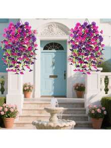 1/8株人造丝绿色桉树藤蔓吊挂植物，适用于婚礼、门廊、客厅、办公室墙面、庭院、书架、家居装饰，抗紫外线 - 紅蓮加紫 - 查看 7