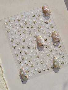 1pc Metal 5D Nail Sticker, Versatile Retro 3D Small Flower Nail Art Decals - Multicolor - View 3