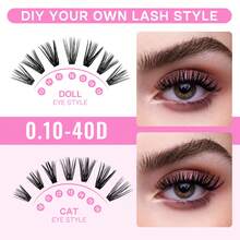 Pestañas en racimo CALAILIS, 144 piezas de racimos de pestañas con rizo D para extensión de pestañas DIY, capacidad súper grande reutilizable, pestañas individuales finas y difuminadas con banda suave, adecuado para uso doméstico de principiantes (HD19, D-10-16 Mixto) - D - Ver 5