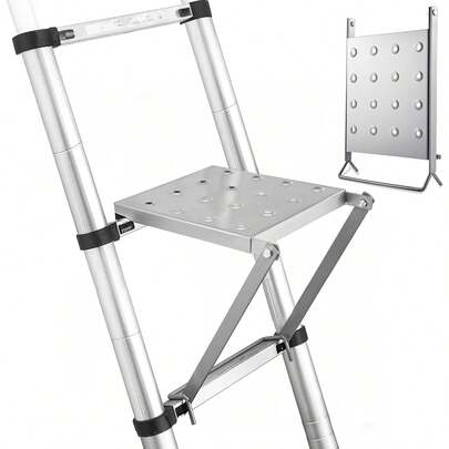 1 phụ kiện giá đỡ thang kim loại chịu lực cao - Khay làm việc chống trượt và giá treo dụng cụ, với nhiều móc treo dụng cụ, chiều cao có thể điều chỉnh, kích thước 35cm x 30cm x 6cm (10.5" x 11.5" x 2.3"), được thiết kế cho thợ điện, thợ sơn, thợ mộc - Thích hợp để treo trên thang gấp, phụ kiện thang, cấu trúc chắc chắn và bền bỉ.