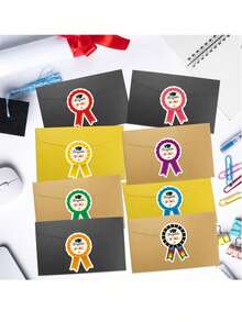 8pcs/Pack Graduation Season Badge Envelope Stickers, Paper Sticker Set, DIY Self-Adhesive Badge Stickers Envelope Stickers - Multiple Styles - View 5