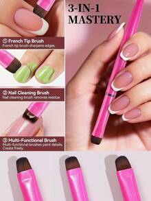 1支多功能三合一法式美甲刷，适用于UV凝胶美甲、精细美甲、卸甲、涂指甲油等，是美甲沙龙DIY设计美甲工具的理想之选。 - 彩色 - 查看 6