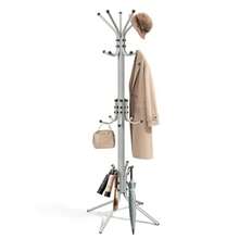 Perchero no empotrado con 15 ganchos y 4 patas soporte de metal para entrada pasillo recámara y oficina para chaquetas sombreros bolsos árbol gris - Gris - Ver 1