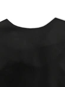 Women's New Fashionable Casual Solid Color Asymmetrical Round Neck Batwing Sleeve Tassel Hem Streetwear Versatile Top, Spring/Summer Black - Black - View 10