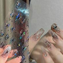 Butterfly Nail Art Stickers Decals 3D Self-Adhesive Blue Purple White Red Black Pink Shining Laser Design Supplies For DIY Manicure Decorations 9 Sheets - Nhiều màu - Xem 7