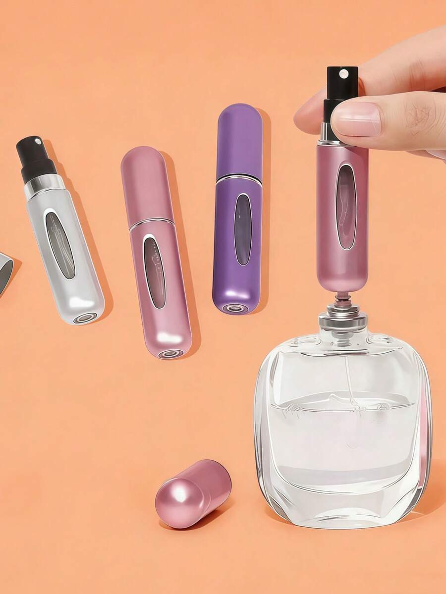 1个/2个/3个/4个/5个装 5毫升可灌装香水喷雾瓶，旅行香水瓶，可灌装旅行喷雾瓶，假日必备，旅行必备，香水补充装瓶，独立包装，旅行香水补充装瓶和便携式香水分配器，亮粉色香水瓶