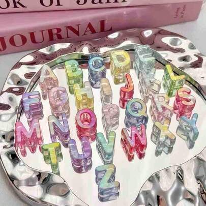 200克彩色亚克力大字母珠饰品制作材料套装，手工DIY手机链、项链、钥匙扣、汽车挂饰