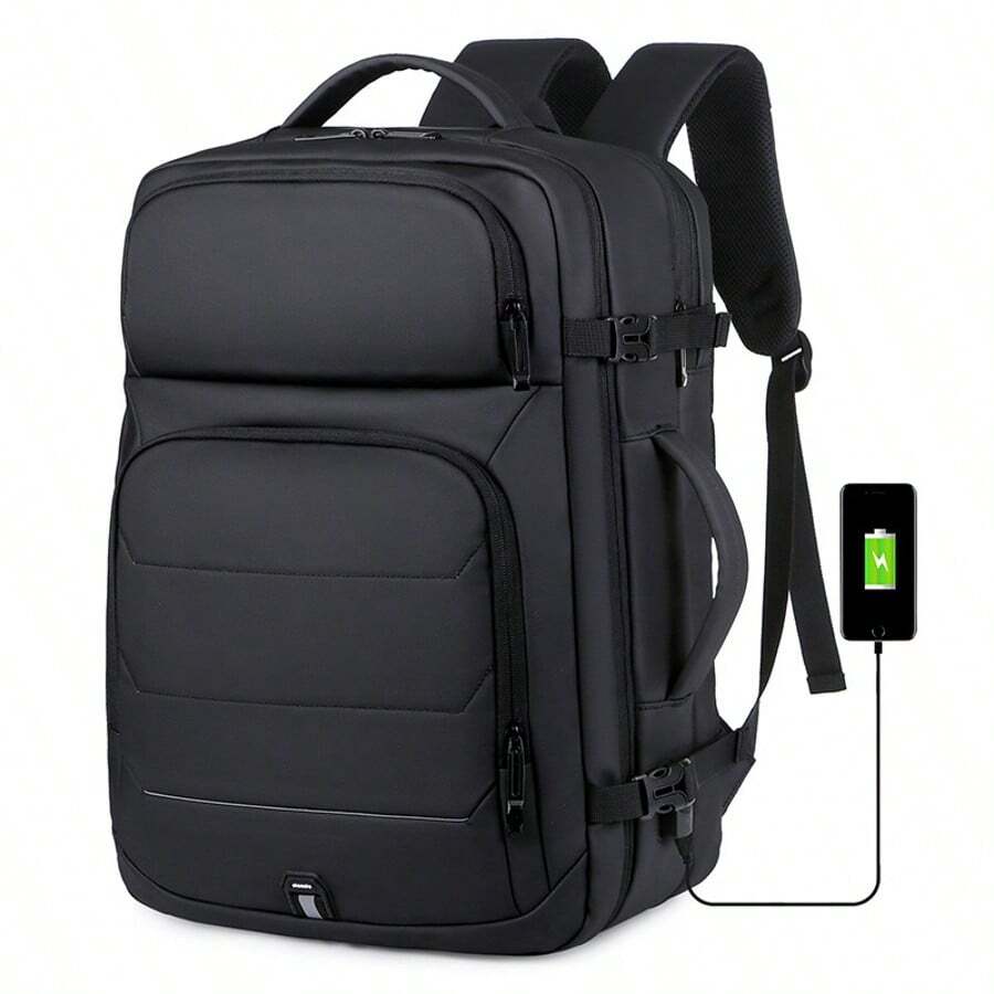 Men 18" 50L Expandable Backpack USB Port Laptop Rucksack Waterproof School Bag - View 1