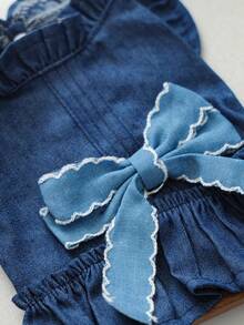 PETCIRCLE 1pc Pet Dress, Dog Skirt For Small Dogs, Casual Princess Dress With Bow Tie - Butterfly Skirt - Blue - View 7