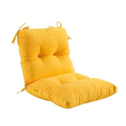 Cojín copetudo para silla de asiento y respaldo para interiores y exteriores cojín de mimbre para todo tipo de clima con lazos para muebles de patio color amarillo
